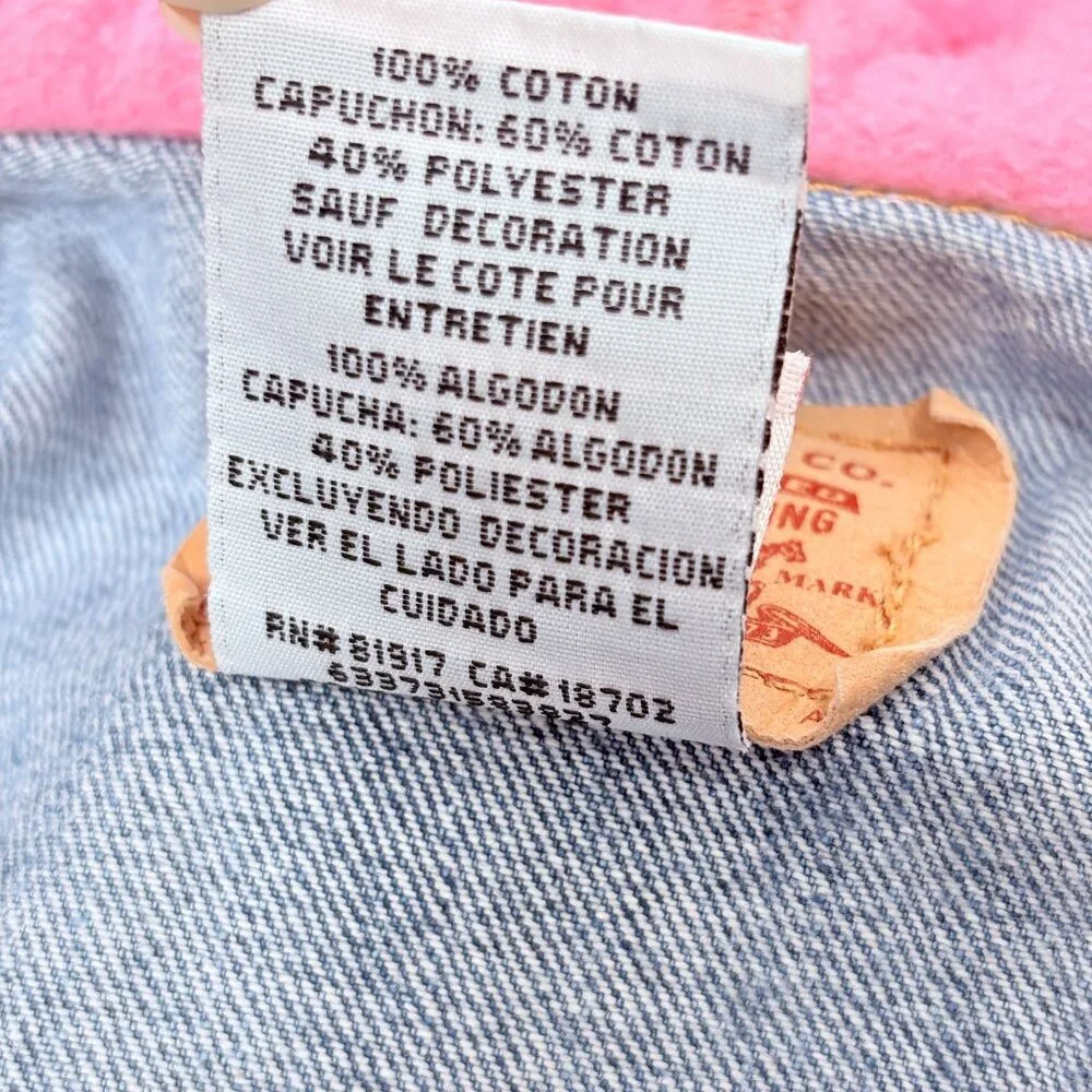 Vintage Levis Y2K Baby Girls Embroidered Pink Hoodie + Denim Jean Jacket 18m